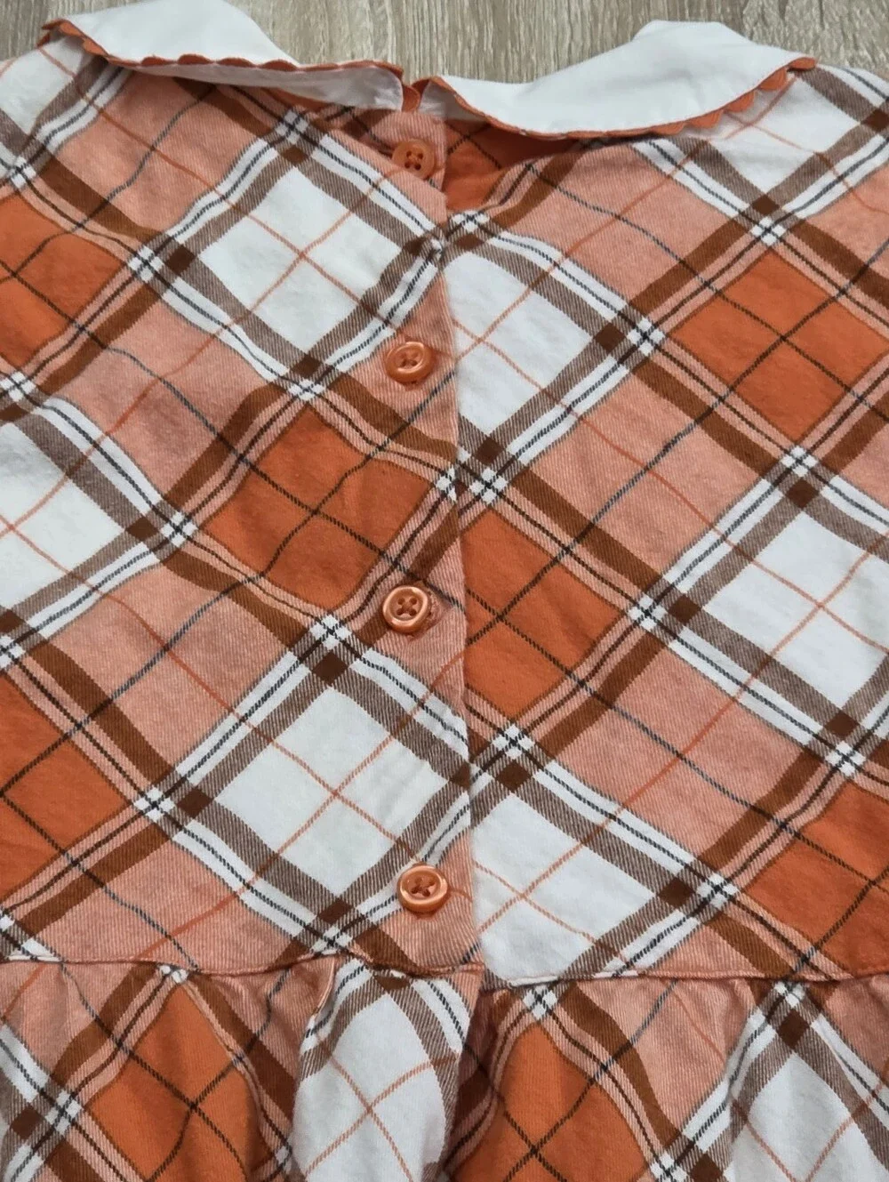 Gymboree Girls Plaid Twill Peter Pan Fall Dress Lil' Pumpkin Orange Size 12